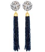 Excellent Designer Gold Plated Crystals Stone Long Dangle Earring For Women