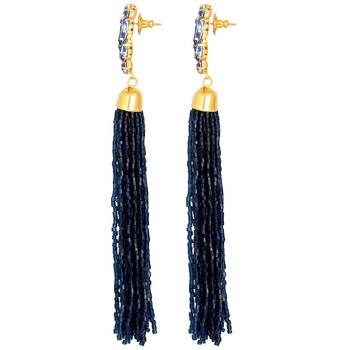 Excellent Designer Gold Plated Crystals Stone Long Dangle Earring For Women 3