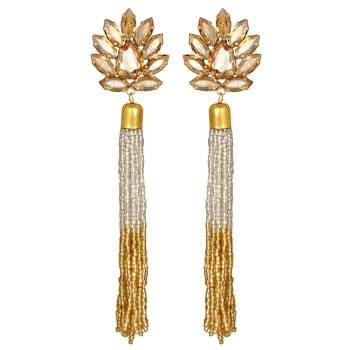 Modern Designer Gold Plated Crystals Stone Long Dangle Earring For Women 1