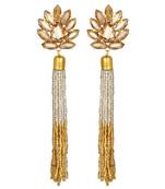 Modern Designer Gold Plated Crystals Stone Long Dangle Earring For Women