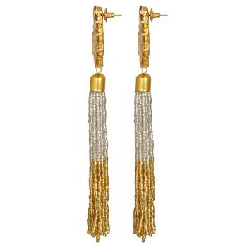 Modern Designer Gold Plated Crystals Stone Long Dangle Earring For Women 3