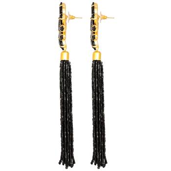 Pretty Gold Plated Crystals Stone Long Dangle Earring For Women 3