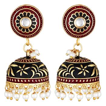 Traditional Wear Oxidised Gold Plated Jhumki Earrings For Women And Girls 1