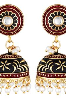 Traditional Wear Oxidised Gold Plated Jhumki Earrings For Women And Girls