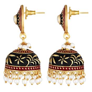 Traditional Wear Oxidised Gold Plated Jhumki Earrings For Women And Girls 2