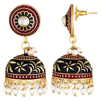 Traditional Wear Oxidised Gold Plated Jhumki Earrings For Women And Girls 3