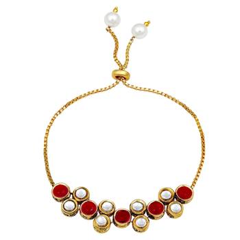 Gold Finish Stylish Kada Studded With Stones Traditional Bracelets 1