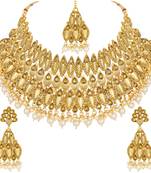 Ndian Bollywood Style Gold Plated Lct Stone Choker Necklace Set For Women