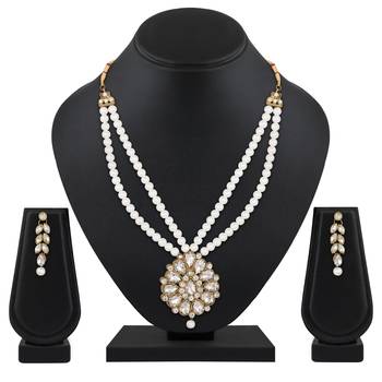 Atractive Wedding Gold Plated Opera Style Brass White Stone Necklace Set For Women 1