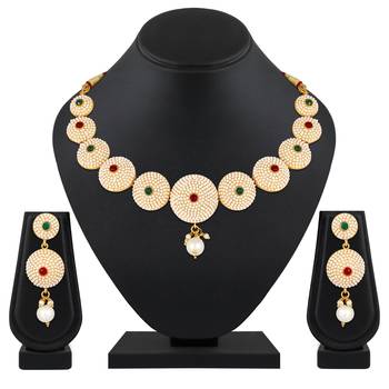 Traditional Wear Designer Choker Style  Gold Plated Brass Nacklace Set For Women 1