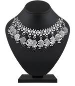 Traditional Wear Designer German Silver Plated Choker Style Fancy Oxidised Nacklace For Women