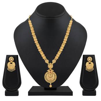 Traditional 1 Gram Gold Plated Matinee Style Necklace Set For Women 1