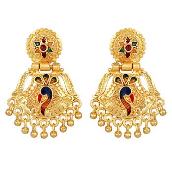 Designer 1 Gram Gold Plated Enamal Work Opera Style Necklace Set For Women 4