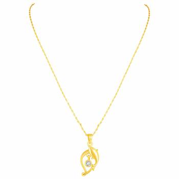 Charming Designer Fish Shape Gold Plated Cz Stone Pendant With Chain For Women 3