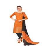 orange woven banarasi unstitched salwar with dupatta