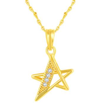 Pretty Star Shape Gold Plated Cz Stone Pendant With Chain For Women 1