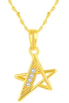 Pretty Star Shape Gold Plated Cz Stone Pendant With Chain For Women