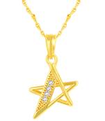 Pretty Star Shape Gold Plated Cz Stone Pendant With Chain For Women