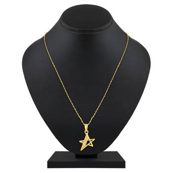 Pretty Star Shape Gold Plated Cz Stone Pendant With Chain For Women 2
