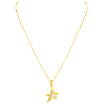Pretty Star Shape Gold Plated Cz Stone Pendant With Chain For Women 3
