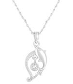 Charming Designer Fish Shape Silver Gold Plated Cz Stone Pendant With Chain For Women