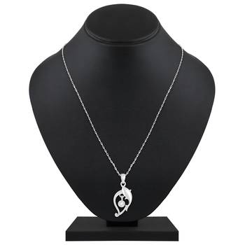 Charming Designer Fish Shape Silver Gold Plated Cz Stone Pendant With Chain For Women 2