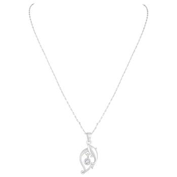 Charming Designer Fish Shape Silver Gold Plated Cz Stone Pendant With Chain For Women 3