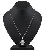 Pretty Designer Silver Gold Plated Cz Stone Pendant With Chain For Women