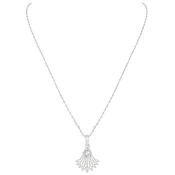 Pretty Designer Silver Gold Plated Cz Stone Pendant With Chain For Women 2