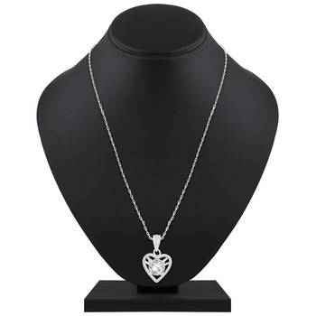 Creative Designer Heart Shape Silver Gold Plated Cz Stone Pendant With Chain For Women 1