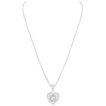Creative Designer Heart Shape Silver Gold Plated Cz Stone Pendant With Chain For Women 2