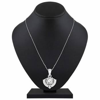 Excellent Designer Silver Gold Plated Cz Stone Pendant With Chain For Women 2