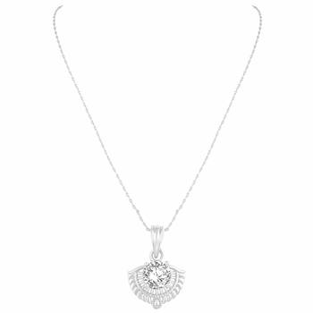 Excellent Designer Silver Gold Plated Cz Stone Pendant With Chain For Women 3