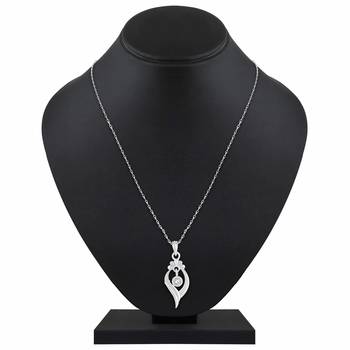 Modern Leaf Design Silver Gold Plated Cz Stone Pendant With Chain For Women 2