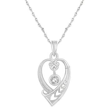 Exclusive Heart Shape Silver Gold Plated Cz Stone Pendant With Chain For Women 1