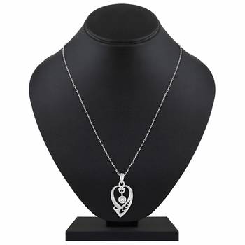 Exclusive Heart Shape Silver Gold Plated Cz Stone Pendant With Chain For Women 2