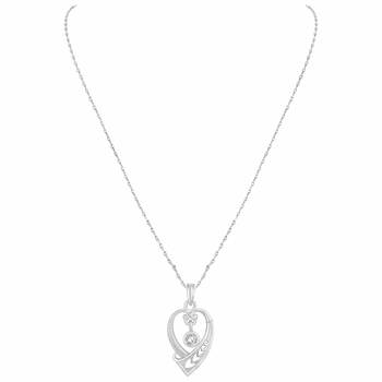 Exclusive Heart Shape Silver Gold Plated Cz Stone Pendant With Chain For Women 3
