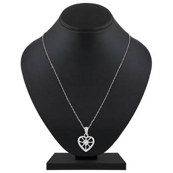 Beautiful Heart Shape Silver Gold Plated Cz Stone Pendant With Chain For Women 1