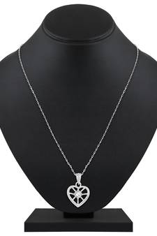Beautiful Heart Shape Silver Gold Plated Cz Stone Pendant With Chain For Women