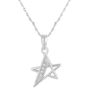Pretty Star Shape Silver Gold Plated Cz Stone Pendant With Chain For Women 1