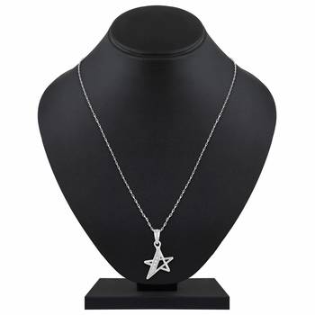 Pretty Star Shape Silver Gold Plated Cz Stone Pendant With Chain For Women 2