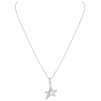 Pretty Star Shape Silver Gold Plated Cz Stone Pendant With Chain For Women 3