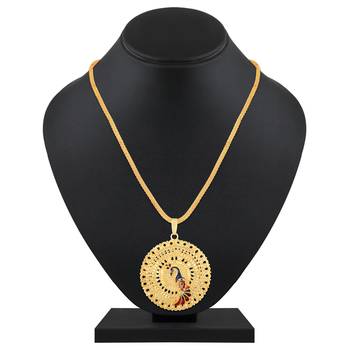 Traditional Round Shape Pendent Gold Plated Matinee Style Pendant Chain For Women 1