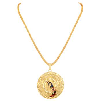 Traditional Round Shape Pendent Gold Plated Matinee Style Pendant Chain For Women 2