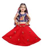 Silk Blend New Designed Girls Lehnga Choli Red Pumpum Multicoloured Ghagra Choli
