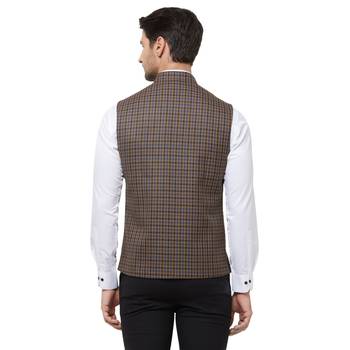Brown printed cotton nehru-jacket 4