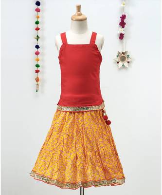 Mustard Lehenga With Red Choli 1