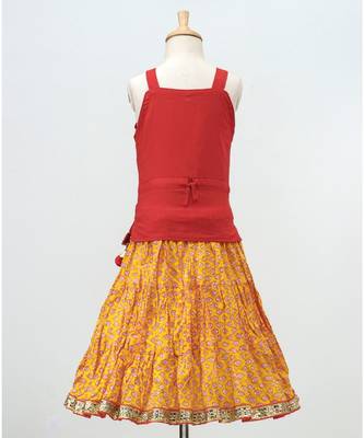 Mustard Lehenga With Red Choli 2
