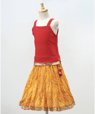 Mustard Lehenga With Red Choli 3