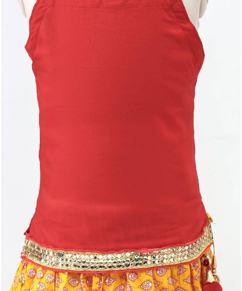 Mustard Lehenga With Red Choli